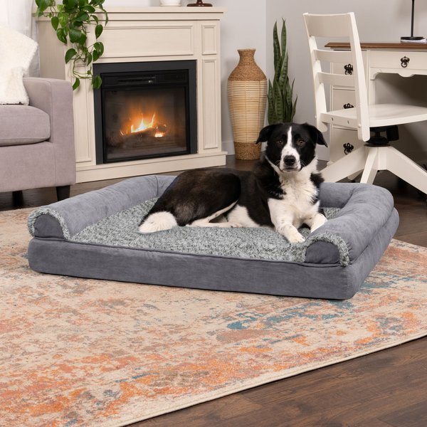 FRISCO Faux Suede Orthopedic Bolster Cat & Dog Bed with Removable Cover ...