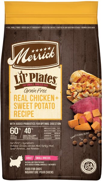 Merrick Lil' Plates Grain-Free Small Breed Dry Dog Food Real Chicken + Sweet Potato Recipe, 4-lb bag slide 1 of 9