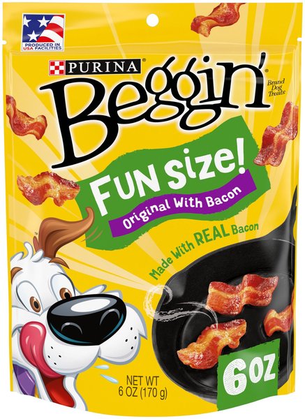 Purina Beggin' Real Meat Fun Size Original with Bacon Flavored Dog Treats, 6-oz pouch slide 1 of 10