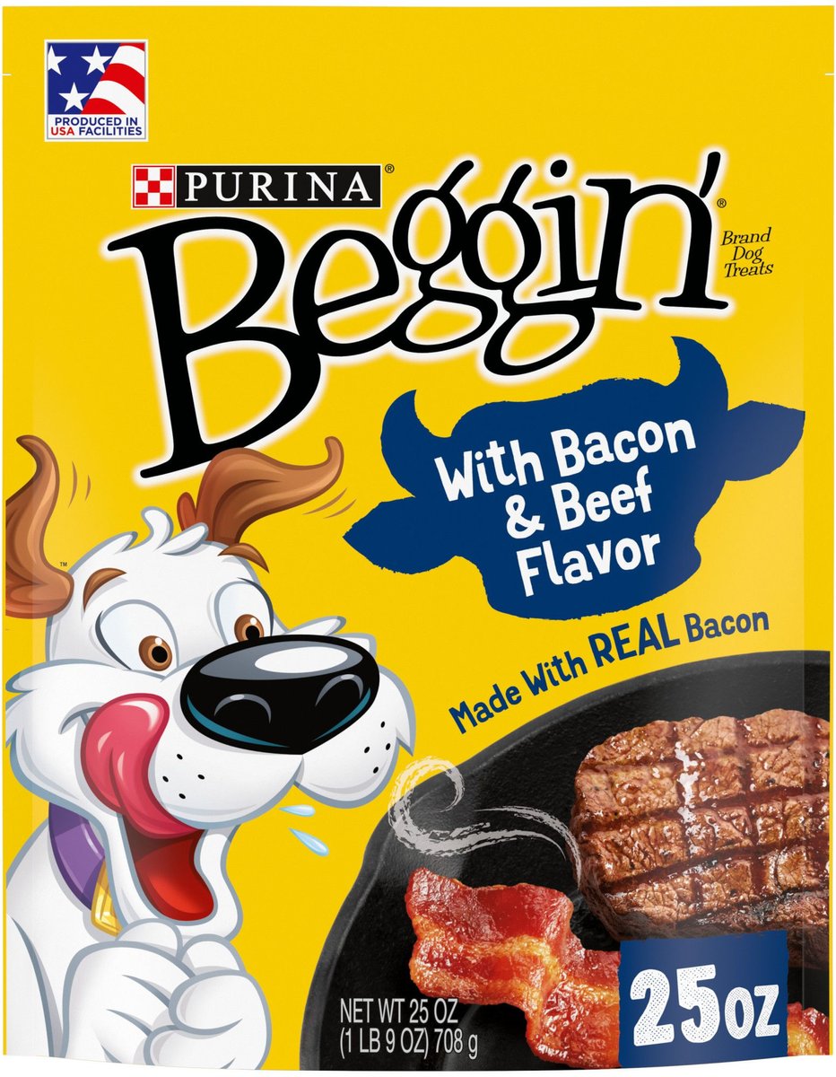 Purina Beggin' Strips Real Meat Bacon & Beef Flavors Dog Treats, 25-oz bag