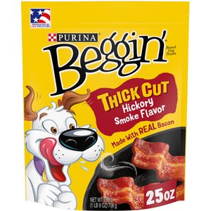 Purina Beggin' Strips Real Meat Thick Cut Hickory Smoke Flavored Dog Treats, 25-oz pouch, case of 4
