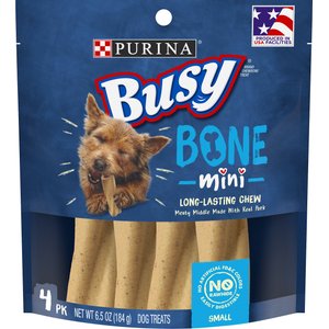 Busy Bone Long-Lasting Rawhide-Free Real Meat Mini Dog Treats, 4 count