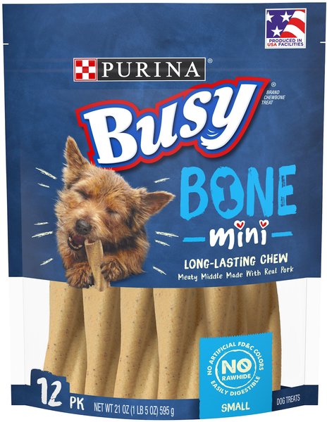 Busy Bone with Real Meat Mini Rawhide-Free Dog Treats, 12 count slide 1 of 11