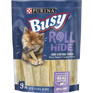 Busy Bone Rollhide Small/Medium Dog Treats, 9 count