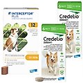 Credelio Chewable Tablet, 25.1-50 lbs, (Green Box), 12 Chewable Tablets (12-mos. supply) + Interceptor Plus Chew for Dogs, 25.1-50 lbs, (Yellow Box), 12 Chews (12-mos. supply)
