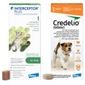 Interceptor Plus Chew, 8.1-25 lbs, (Green Box), 1 Chew (1-mo. supply) + Credelio Chewable Tablet for Dogs, 12.1-25 lbs, (Orange Box), 1 Chewable Tablet (1-mo. supply)