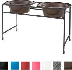 Platinum Pets Modern Double Diner Elevated Wide Rimmed Dog & Cat Bowls, Copper Vein, 6.25-cup