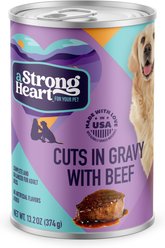 A Strong Heart Cuts in Gravy with Beef Wet Dog Food, 13.2-oz can, case of 12
