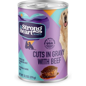 A Strong Heart Cuts in Gravy with Beef Wet Dog Food, 13.2-oz can, case of 12