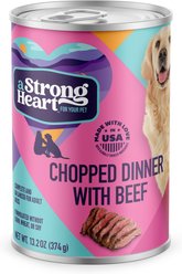 A Strong Heart Chopped Dinner with Beef Wet Dog Food, 13.2-oz can, case of 12