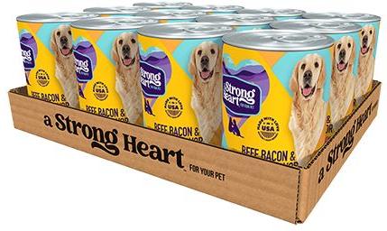 Show full view: A Strong Heart Beef, Bacon & Cheese Flavor Wet Dog Food, 13.2-oz can, case of 12 slide 4 of 8
