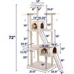 FRISCO 72-in Large Base Faux Fur Cat Tree & Condo, Cream - Chewy.com