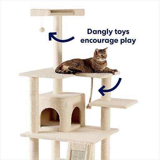 Frisco 62-in Faux Fur Cat Tree & Condo, Cream