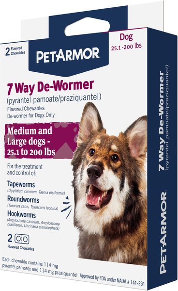 PetArmor 7 Way Dewormer for Hookworms, Roundworms & Tapeworms for Medium & Large Breed Dogs, 2 count slide 1 of 7