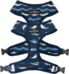 Lucy & Co. The Shark Attack Reversible Dog Harness, Blue, X-Small: 12 to 15-in chest