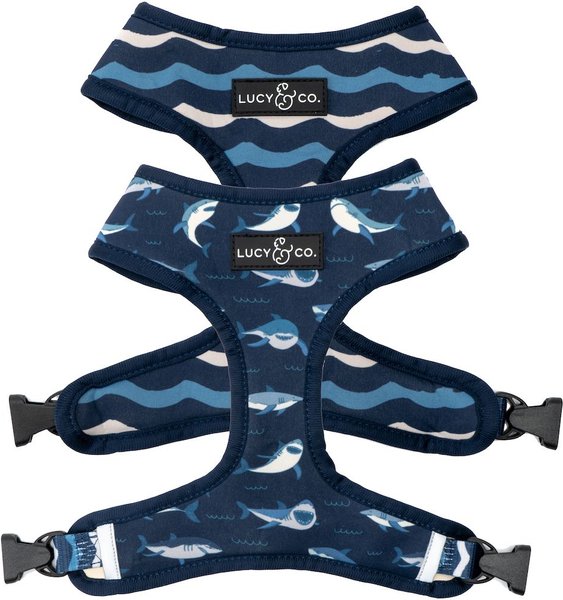 Lucy & Co. The Shark Attack Reversible Dog Harness, Blue