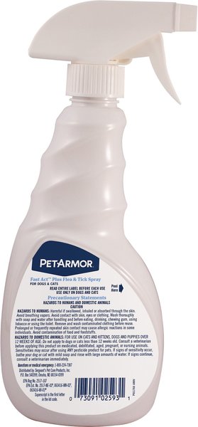 PetArmor Brandclub PetArmor Fastact Plus Flea Tick Spray for Dogs Cats 16 fl oz bottle