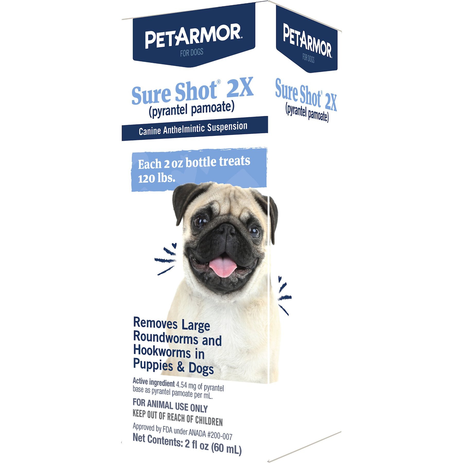 PETARMOR Sure Shot 2X Dewormer for Hookworms & Roundworms for Dogs, 2oz bottle