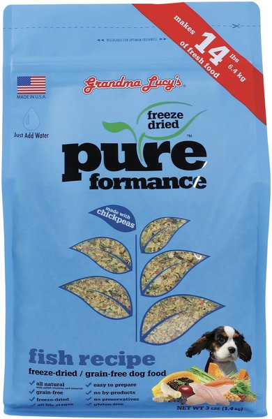 Grandma Lucy's Pureformance Fish Recipe Grain-Free Freeze-Dried Dog Food, 3-lb bag slide 1 of 5