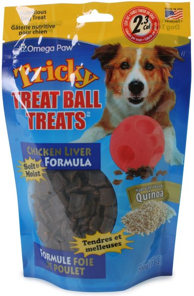 Omega Paw Tricky Treat Ball Chicken Flavor Dog Treats, 7-oz bag slide 1 of 8