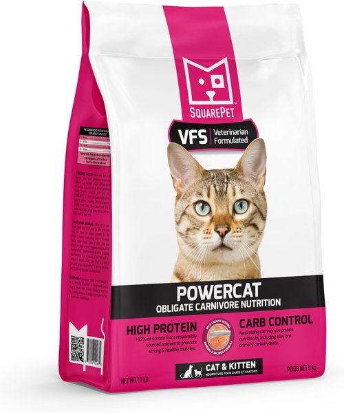 SQUAREPET VFS PowerCat Herring & Salmon High Protein Dry Cat Food, 11lb bag