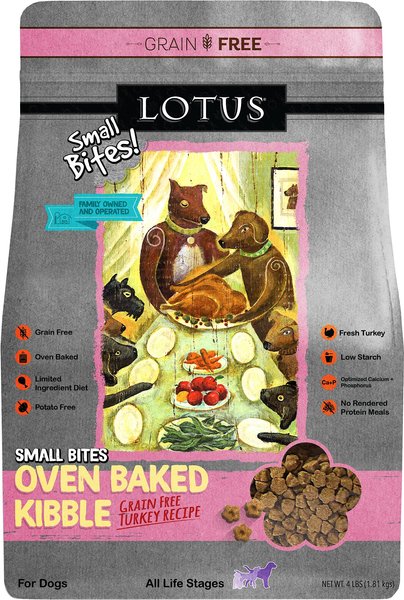 Lotus Oven-Baked Small Bites Grain-Free Turkey Recipe Dry Dog Food, 4-lb bag slide 1 of 3