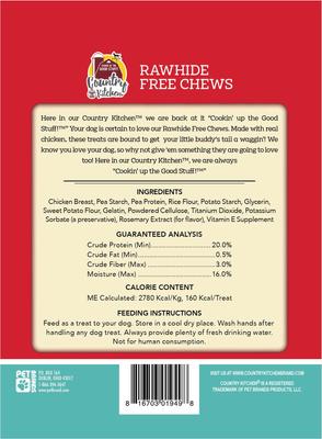 Show full view: Country Kitchen Chicken Rawhide-Free Dog Chew Treats, Medium, 3 count slide 3 of 4
