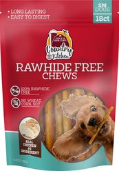 Country Kitchen Chicken Rawhide-Free Dog Chew Treats, Small, 18 count