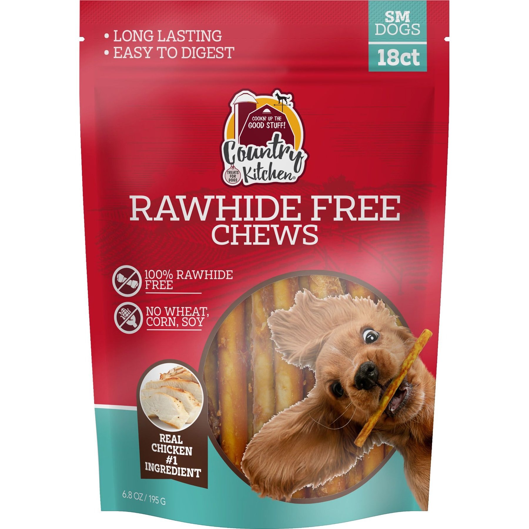 Country Kitchen Country Kitchen Chicken Rawhide-Free Dog Chew Treats, Small, 18 count