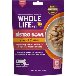 Whole Life Bistro Bowl Shredded Tuna & Salmon Meal Mixer Grain-Free Cat Food Topper, 3-oz bag