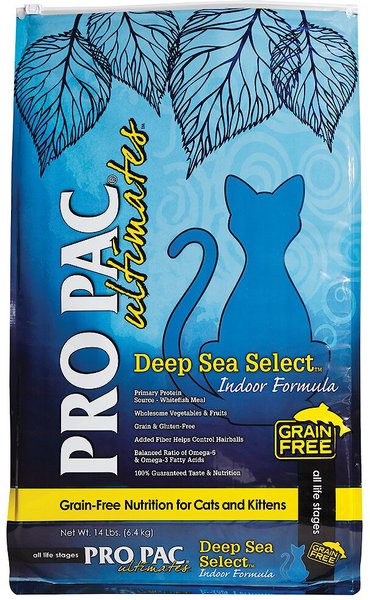 Pro Pac Ultimates Deep Sea Select Whitefish Grain-Free Indoor Dry Cat Food, 14-lb bag slide 1 of 6
