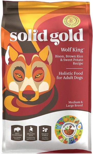 Solid Gold Wolf King Bison & Brown Rice Recipe with Sweet Potatoes Adult Dry Dog Food, 12-lb bag slide 1 of 7