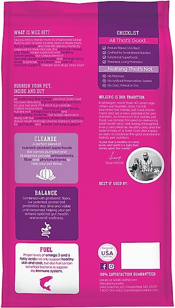 Show full view: Solid Gold Wee Bit Bison & Brown Rice Recipe with Pearled Barley Small Breed Dry Dog Food, 12-lb bag slide 3 of 11