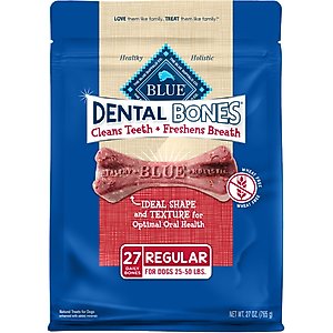 Blue Buffalo Dental Bones All Natural Rawhide-Free Regular Dental Dog Treats, 36 count