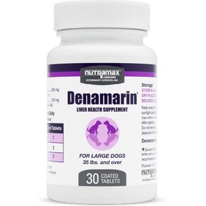 Nutramax Denamarin with S-Adenosylmethionine & Silybin Tablets Liver Supplement for Large Dogs, 60 count