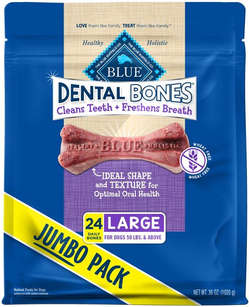 Blue Buffalo Dental Bones All Natural Rawhide-Free Large Dental Dog Treats, 24 count slide 1 of 8