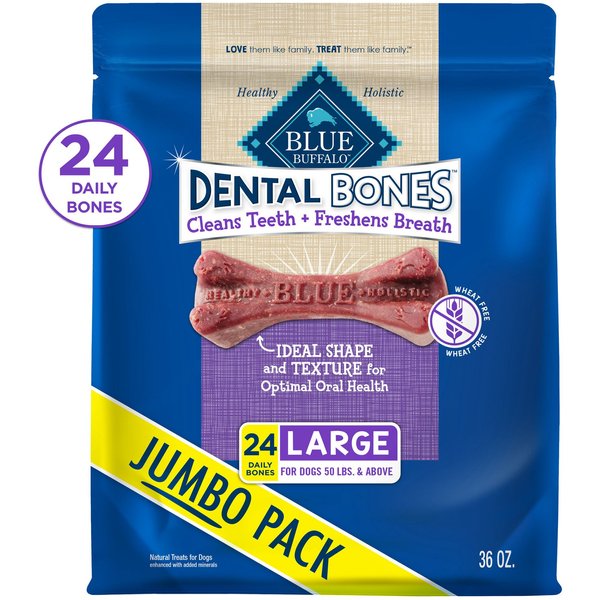 BLUE BUFFALO Dental Bones All Natural RawhideFree Large Dental Dog