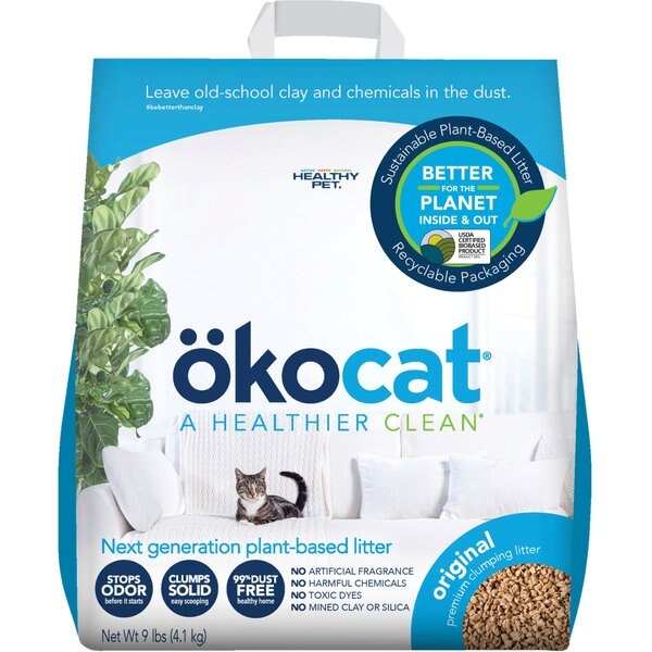 OKOCAT Super Soft Clumping Wood Unscented Cat Litter, 8.4lb box