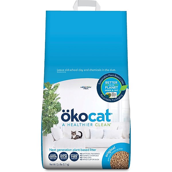 OKOCAT Mini Pellets Unscented Clumping Wood Cat Litter, 27.5lb bag
