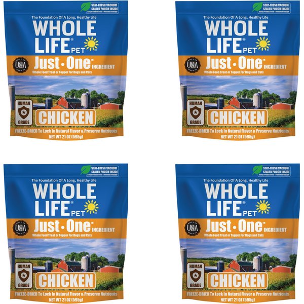 Whole Life Just One Chicken Value Pack Freeze-Dried Dog & Cat Treats, 10-oz bag, case of 6