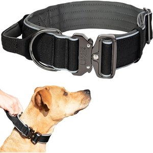 Leashboss Solid Tactical Dog Collar, Black, Large