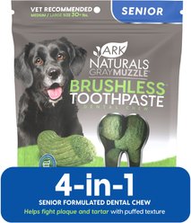 Ark Naturals Brushless Toothpaste Gray Muzzle Large Senior Dental Dog Treats, 8-oz bag, count varies