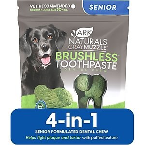 Ark Naturals Brushless Toothpaste Gray Muzzle Large Senior Dental Dog Treats, 8-oz bag, count varies