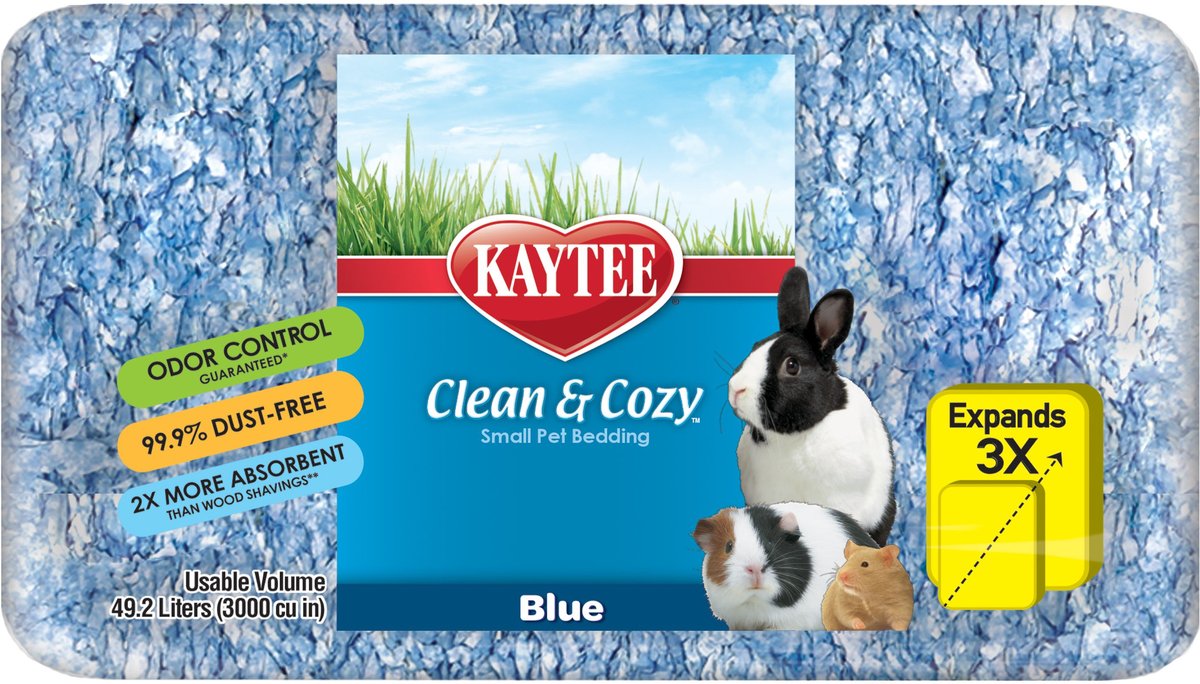 KAYTEE Clean & Cozy Blue Small Pet Bedding, 49.2L bag