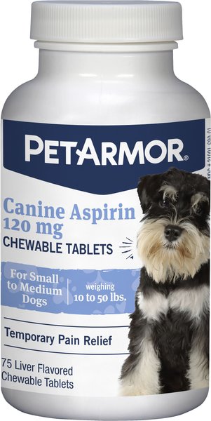 PetArmor Aspirin Pain Reliever for Small & Medium Dogs, 75-count bottle