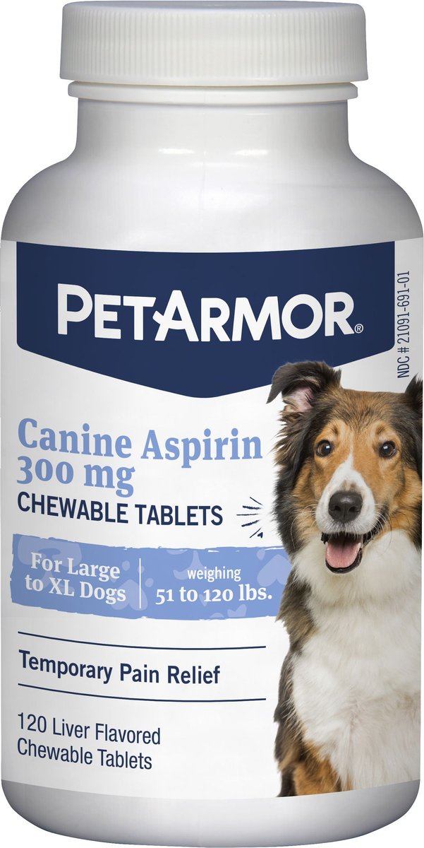 PetArmor Aspirin Liver Flavored Chewable Tablet Pain Relief for Large & X-Large Dogs, 120-count bottle