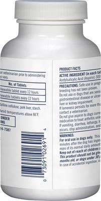Show full view: PetArmor Aspirin Liver Flavored Chewable Tablet Pain Relief for Large & X-Large Dogs, 120-count bottle slide 3 of 8