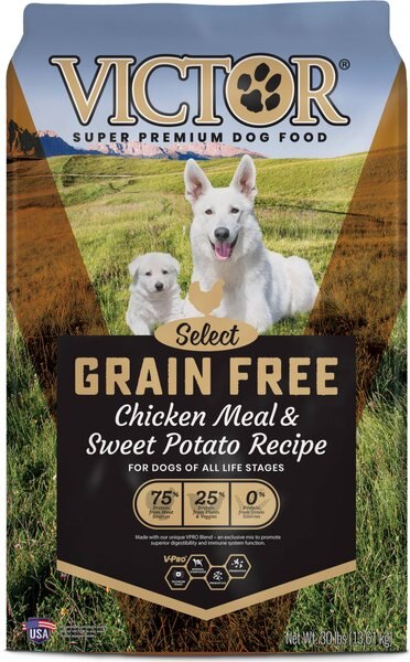 VICTOR Select Chicken Meal & Sweet Potato Recipe Grain-Free Dry Dog Food, 30-lb bag slide 1 of 9