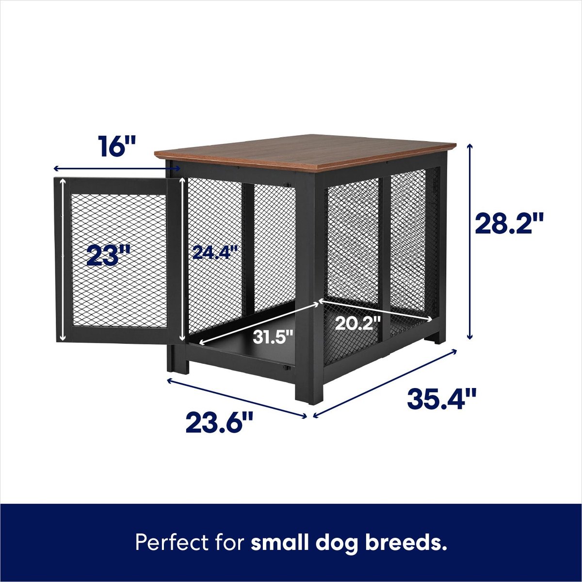 FRISCO Venice Dog Crate End Table, Black
