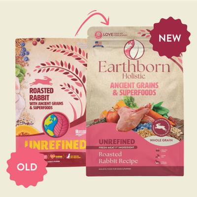 Show full view: Earthborn Holistic Unrefined Roasted Rabbit with Ancient Grains & Superfoods Dry Dog Food, 4-lb bag slide 9 of 10